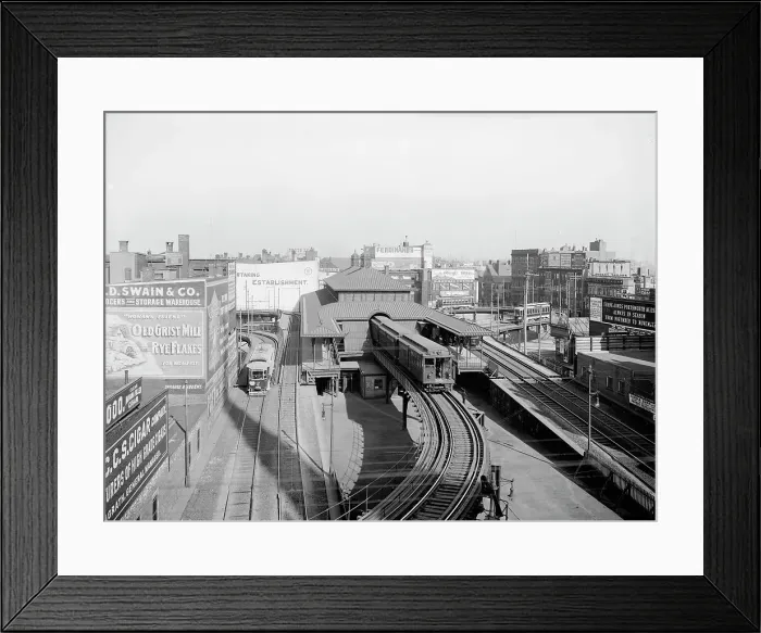 Framed Print : Dudley Street Station, Boston L Ry. Boston, Mass. c1904. Creator: Unknown. Dudley Street Station, Boston L Ry. Boston, Mass. c1904. Creator: Unknown Framed Print : Dudley Street Station, Boston L Ry. Boston, Mass. c1904. Creator: Unknown. Dudley Street Station, Boston L Ry. Boston, Mass. c1904. Creator: Unknown