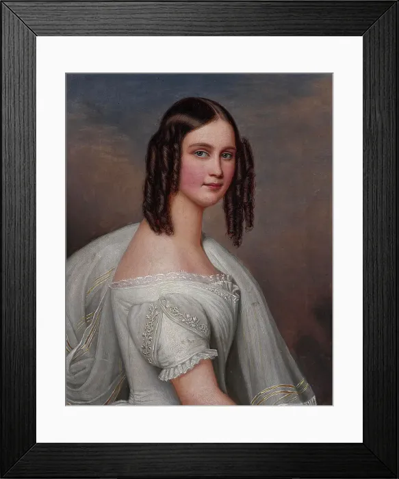 Framed Print : Portrait of Princess Hildegard of Bavaria (1825-1864), Duchess of Teschen, as Bride, 1844. Creator: Stieler, Joseph Karl (1781-1858) Framed Print : Portrait of Princess Hildegard of Bavaria (1825-1864), Duchess of Teschen, as Bride, 1844. Creator: Stieler, Joseph Karl (1781-1858)