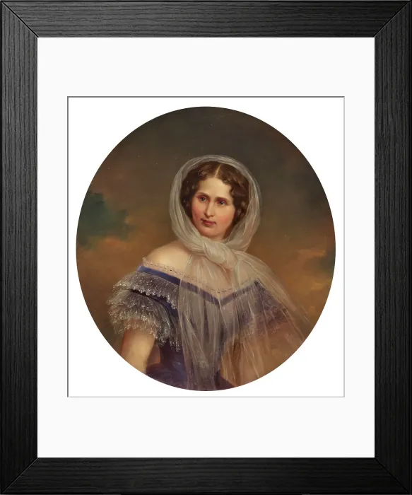 Framed Print : Portrait of Princess Hildegard of Bavaria (1825-1864), Duchess of Teschen. Creator: Schrotzberg, Franz (1811-1889) Framed Print : Portrait of Princess Hildegard of Bavaria (1825-1864), Duchess of Teschen. Creator: Schrotzberg, Franz (1811-1889)