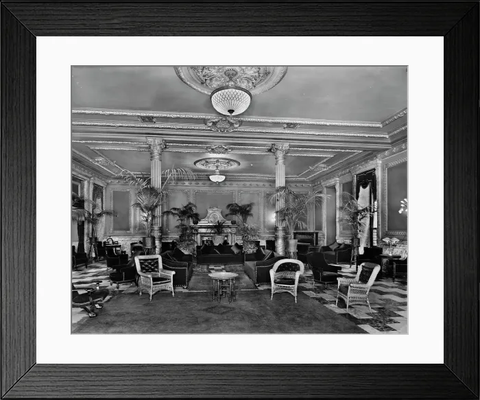 Framed Print : Lounge in foyer, Murray Hill Hotel, New York, N.Y, between 1905 and 1915. Creator: Unknown Framed Print : Lounge in foyer, Murray Hill Hotel, New York, N.Y, between 1905 and 1915. Creator: Unknown