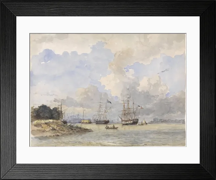 Framed Print : The Meuse at Rotterdam, with an American and Swedish ship, 1834-1893. Creator: Willem Antonie van Deventer Framed Print : The Meuse at Rotterdam, with an American and Swedish ship, 1834-1893. Creator: Willem Antonie van Deventer