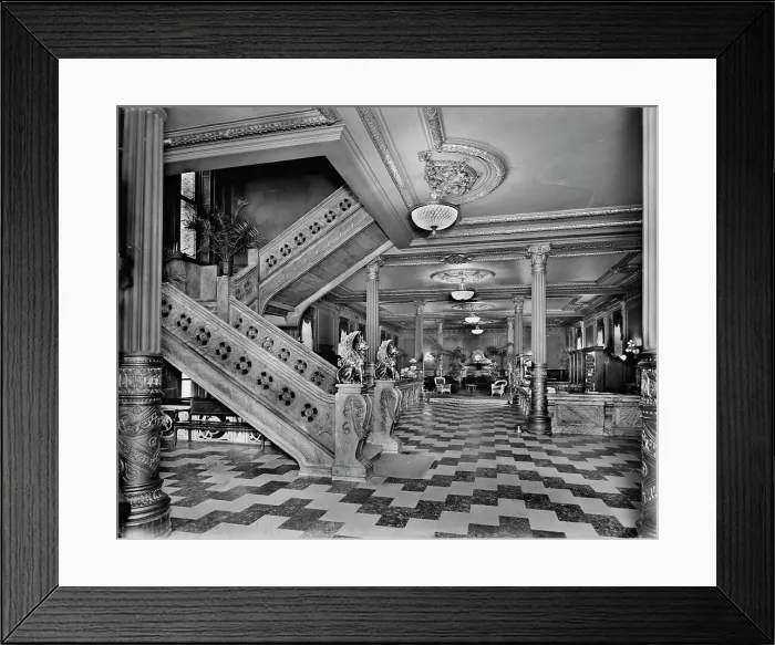 Framed Print : Office and foyer, Murray Hill Hotel, New York, N.Y, between 1905 and 1915. Creator: Unknown Framed Print : Office and foyer, Murray Hill Hotel, New York, N.Y, between 1905 and 1915. Creator: Unknown