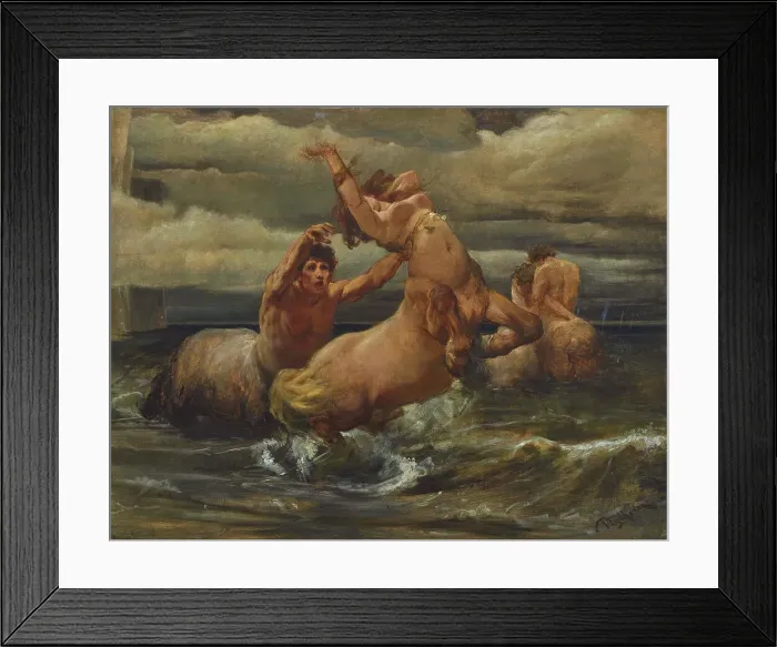 Framed Print : Centaurs in the sea, ca 1877. Creator: Piglhein, Bruno (1848-1894) Framed Print : Centaurs in the sea, ca 1877. Creator: Piglhein, Bruno (1848-1894)
