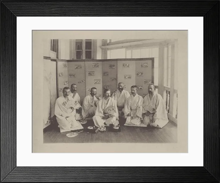 Framed Print : Archduke Franz Ferdinand (middle) and Heinrich von Siebold (2nd person from right) in Japan, 1893. Creator: Anonymous Framed Print : Archduke Franz Ferdinand (middle) and Heinrich von Siebold (2nd person from right) in Japan, 1893. Creator: Anonymous