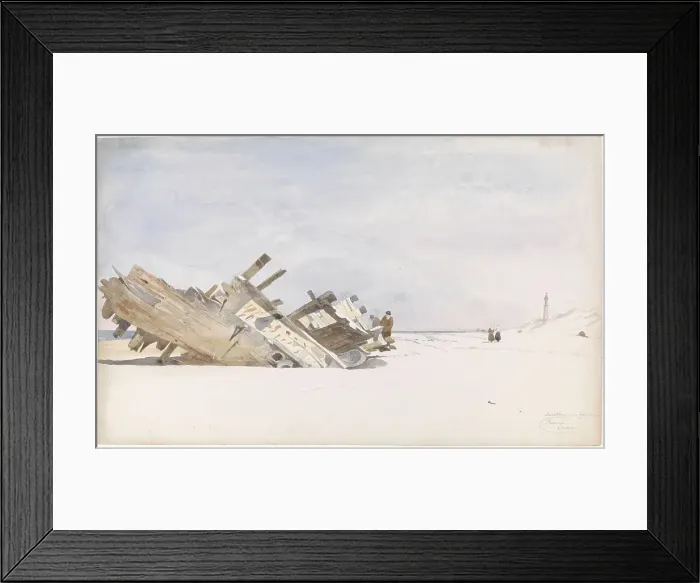 Framed Print : Wreck on the beach of Renesse in Schouwen-Duivenland, 1834-1893. Creator: Willem Antonie van Deventer Framed Print : Wreck on the beach of Renesse in Schouwen-Duivenland, 1834-1893. Creator: Willem Antonie van Deventer