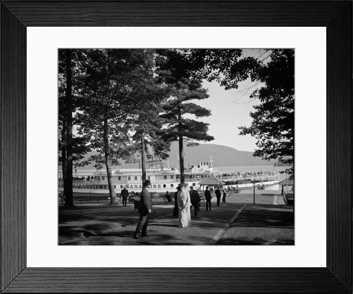 Framed Print : Sagamore dock, Green Island, Lake George, N.Y. (1904?). Creator: Unknown Framed Print : Sagamore dock, Green Island, Lake George, N.Y. (1904?). Creator: Unknown