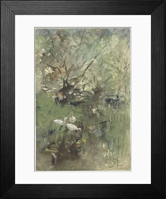 Framed Print : Ducks under willows, 1844-1910. Creator: Willem Maris Framed Print : Ducks under willows, 1844-1910. Creator: Willem Maris