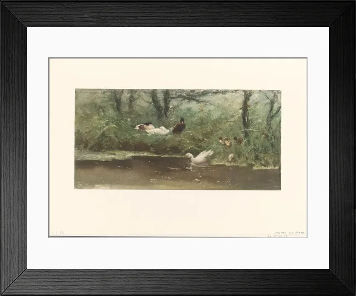 Framed Print : Ducks on canal bank, 1844-1910. Creator: Willem Maris Framed Print : Ducks on canal bank, 1844-1910. Creator: Willem Maris