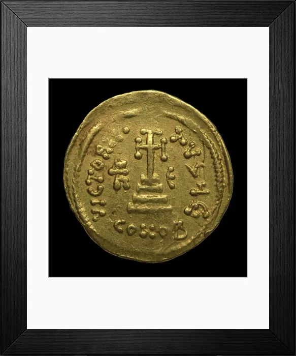 Framed Print : Solidus of Heraclius. Crux Potens on three steps (Reverse), 639-641. Creator: Numismatic, Ancient Coins Framed Print : Solidus of Heraclius. Crux Potens on three steps (Reverse), 639-641. Creator: Numismatic, Ancient Coins