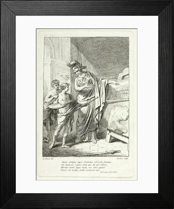 Framed Print : Minerva Teaching a Young Artist, illustration for the Catalogue historique du Cabinet by Mariette. Creator: Ange-Laurent de La Live de Jully Framed Print : Minerva Teaching a Young Artist, illustration for the Catalogue historique du Cabinet by Mariette. Creator: Ange-Laurent de La Live de Jully