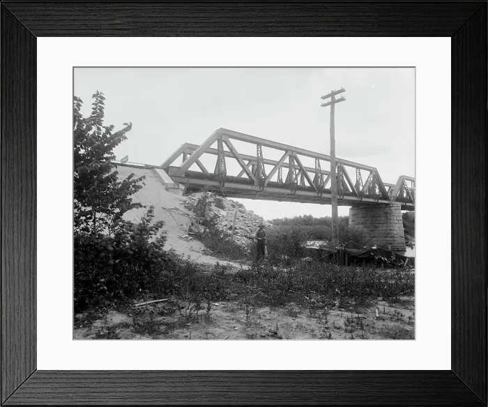 Framed Print : Steel bridge over Illinois River at Pearl, Ill. 1901 Oct 11. Creator: Unknown Framed Print : Steel bridge over Illinois River at Pearl, Ill. 1901 Oct 11. Creator: Unknown