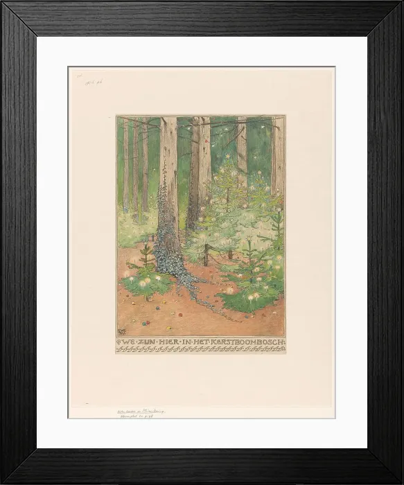 Framed Print : Forest with decorated and illuminated Christmas trees, 1898. Creator: Willem Wenckebach Framed Print : Forest with decorated and illuminated Christmas trees, 1898. Creator: Willem Wenckebach