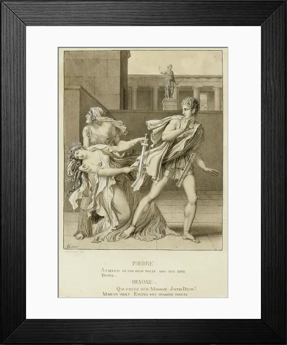 Framed Print : Phaedre, Having Declared Her Passion, Attempts to Kill Herself with the Sword of Hippolytus, c1801. Creator: Girodet de Roucy-Trioson Framed Print : Phaedre, Having Declared Her Passion, Attempts to Kill Herself with the Sword of Hippolytus, c1801. Creator: Girodet de Roucy-Trioson