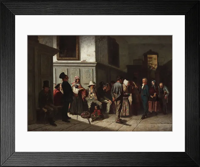Framed Print : At the police station, 1857. Creator: D'Unker, Carl (1828-1866) Framed Print : At the police station, 1857. Creator: D'Unker, Carl (1828-1866)