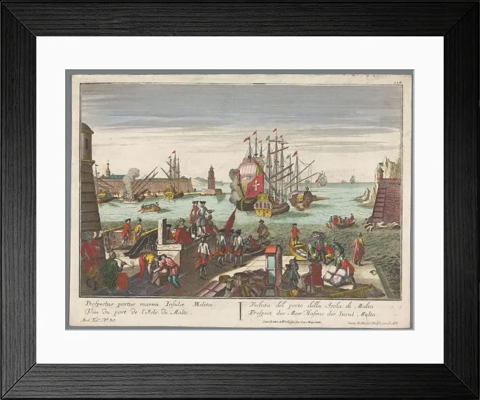 Framed Print : View of the harbour in Malta, 1742-1801. Creator: Anon Framed Print : View of the harbour in Malta, 1742-1801. Creator: Anon