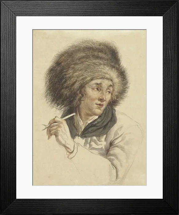 Framed Print : Man with Fur Hat and Pipe, 1763-1826. Creator: Abraham van Strij Framed Print : Man with Fur Hat and Pipe, 1763-1826. Creator: Abraham van Strij