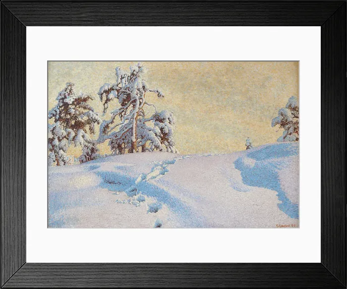 Framed Print : Snowy landscape, 1920. Creator: Fjaestad, Gustaf (1868-1948) Framed Print : Snowy landscape, 1920. Creator: Fjaestad, Gustaf (1868-1948)