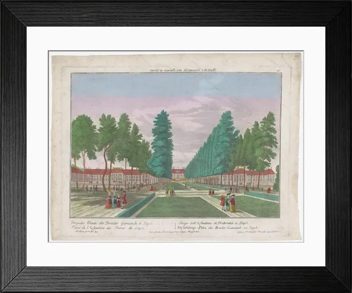 Framed Print : View of the Slot, congregational housing and the Moravian Church in Zeist, 1742-1801. Creator: Anon Framed Print : View of the Slot, congregational housing and the Moravian Church in Zeist, 1742-1801. Creator: Anon