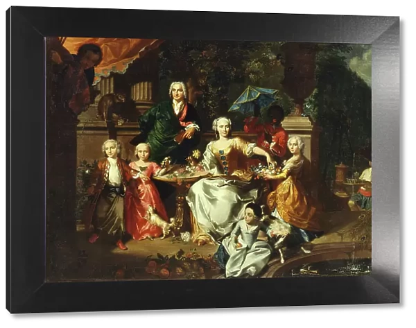 A Family Group on a Terrace in the Grounds of a Villa, 1737. Creator: Marcus Tuscher
