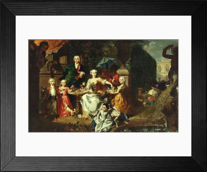 Framed Print : A Family Group on a Terrace in the Grounds of a Villa, 1737. Creator: Marcus Tuscher Framed Print : A Family Group on a Terrace in the Grounds of a Villa, 1737. Creator: Marcus Tuscher
