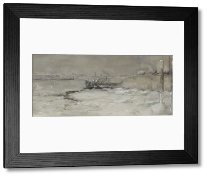 Framed Print : Crushing the ice on the Maas in Rotterdam, 1907. Creator: Adolf le Comte Framed Print : Crushing the ice on the Maas in Rotterdam, 1907. Creator: Adolf le Comte