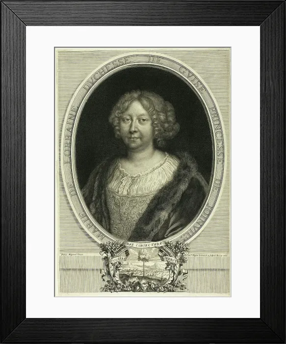 Framed Print : Marie de Lorraine, Duchesse de Guise, Princesse de Joinville, 1684. Creator: Antoine Masson Framed Print : Marie de Lorraine, Duchesse de Guise, Princesse de Joinville, 1684. Creator: Antoine Masson