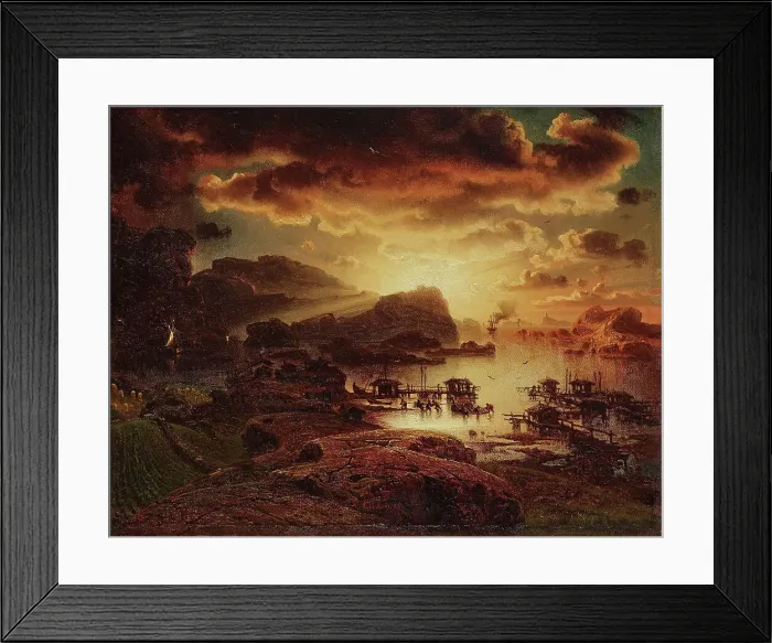 Framed Print : Sunset, 1851. Creator: Larsson, Marcus (1825-1864) Framed Print : Sunset, 1851. Creator: Larsson, Marcus (1825-1864)