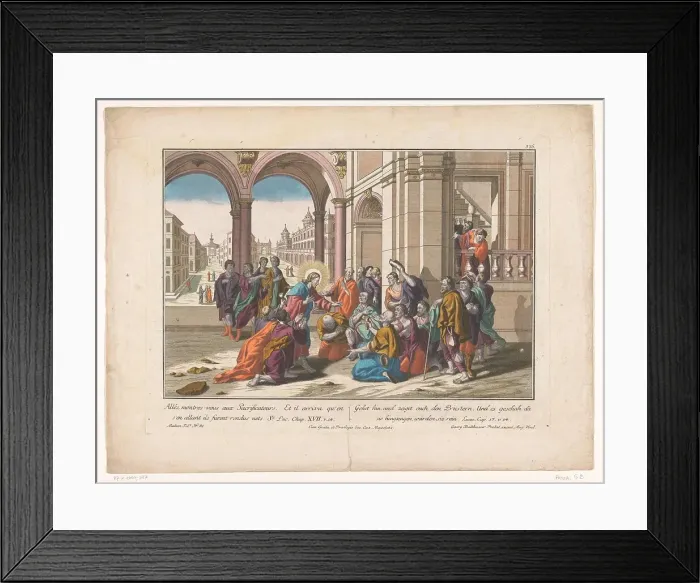 Framed Print : Jesus heals ten lepers, 1742-1801. Creator: Anon Framed Print : Jesus heals ten lepers, 1742-1801. Creator: Anon