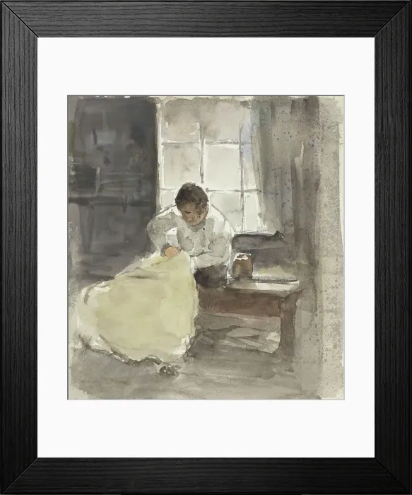 Framed Print : Seamstress, 1860-1921. Creator: Adolf le Comte Framed Print : Seamstress, 1860-1921. Creator: Adolf le Comte