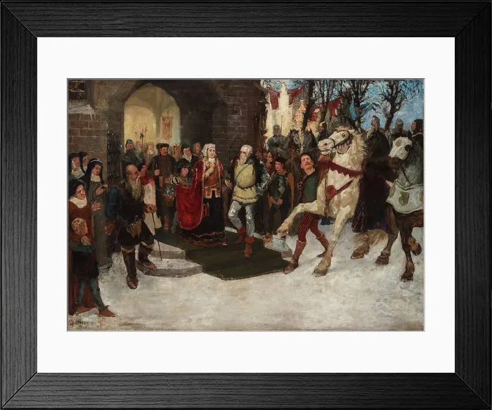 Framed Print : Sten Sture the Elder Frees the Captive Danish Queen Christina from the Vadstena Abbey, 1876. Creator: Birger, Hugo (1854-1887) Framed Print : Sten Sture the Elder Frees the Captive Danish Queen Christina from the Vadstena Abbey, 1876. Creator: Birger, Hugo (1854-1887)