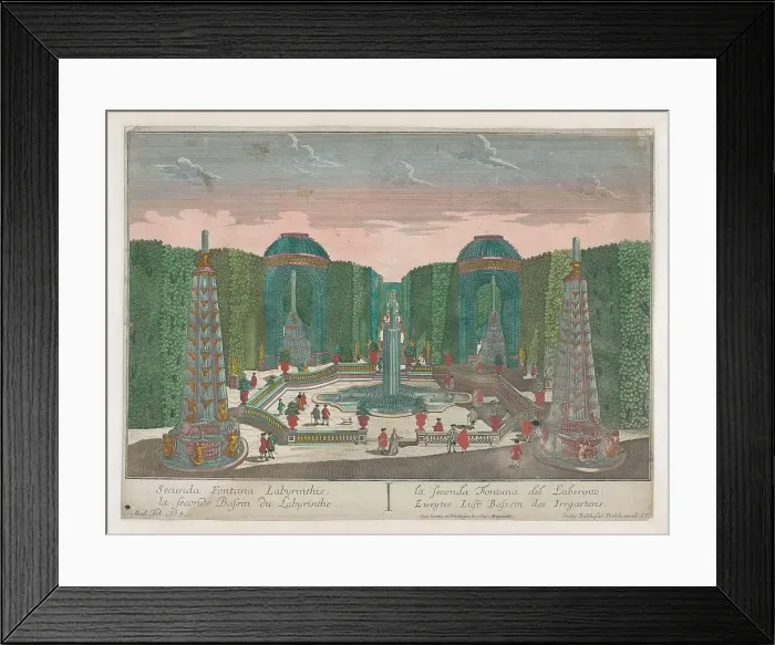 Framed Print : View of the second water basin in the labyrinth of a garden, 1742-1801. Creator: Anon Framed Print : View of the second water basin in the labyrinth of a garden, 1742-1801. Creator: Anon