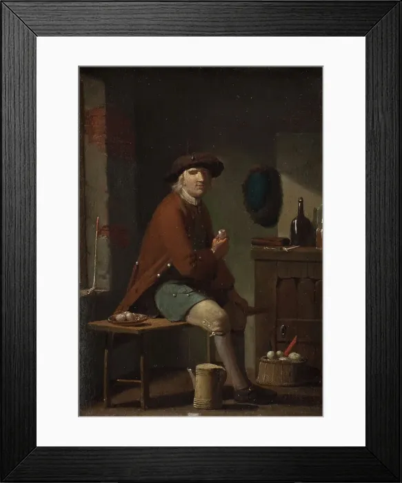 Framed Print : A Man Smoking His Pipe, 1741-1782. Creator: Peter Cramer
