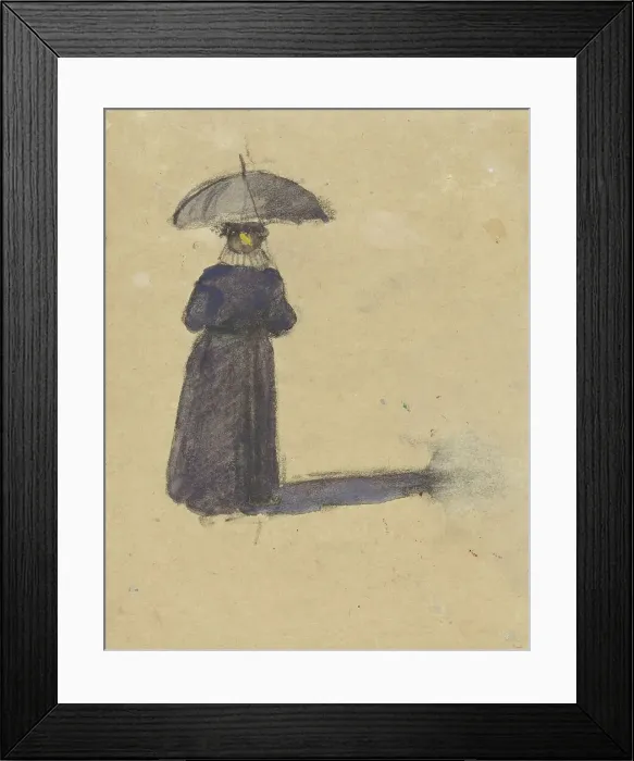 Framed Print : Woman, standing with umbrella, 1860-1921. Creator: Adolf le Comte Framed Print : Woman, standing with umbrella, 1860-1921. Creator: Adolf le Comte
