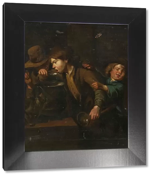Boys eating gruel, 1741-1782. Creator: Peter Cramer
