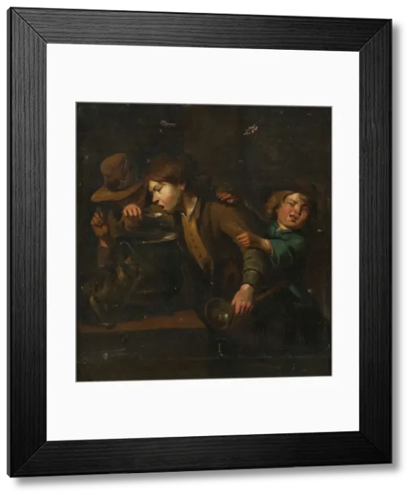Framed Print : Boys eating gruel, 1741-1782. Creator: Peter Cramer Framed Print : Boys eating gruel, 1741-1782. Creator: Peter Cramer