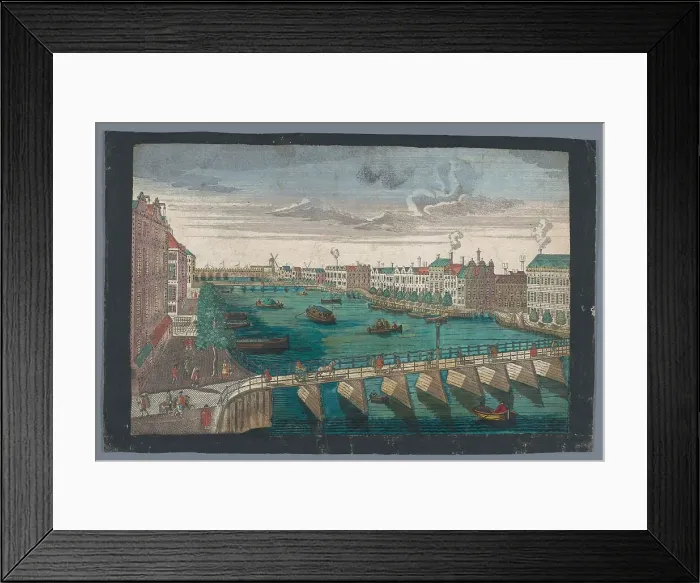 Framed Print : View of the Amstel between the Blauwbrug and the Hogesluis in Amsterdam, 1742-1801. Creator: Anon