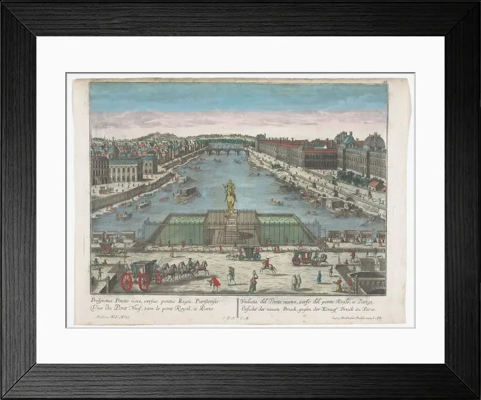 Framed Print : View of the Pont Neuf over the Seine River in Paris, towards Pont Royal, 1742-1801. Creator: Anon Framed Print : View of the Pont Neuf over the Seine River in Paris, towards Pont Royal, 1742-1801. Creator: Anon