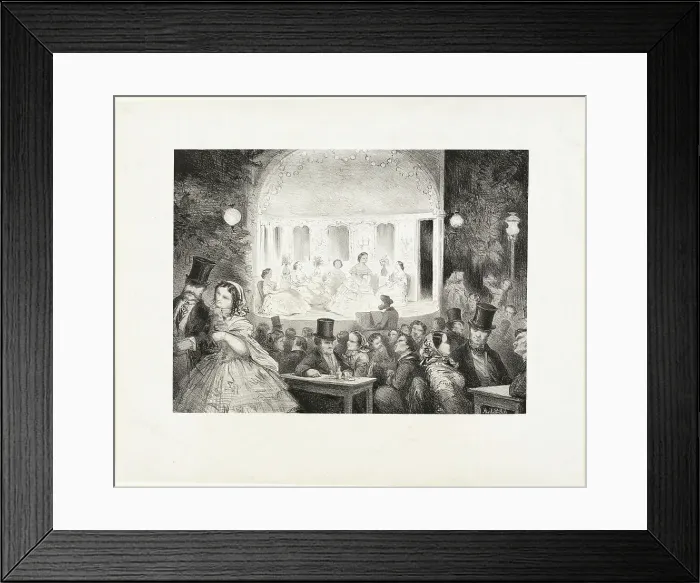 Framed Print : Sketch of a Café-Concert on the Rue Madame, 1857. Creator: Antoine Gustave Droz Framed Print : Sketch of a Café-Concert on the Rue Madame, 1857. Creator: Antoine Gustave Droz