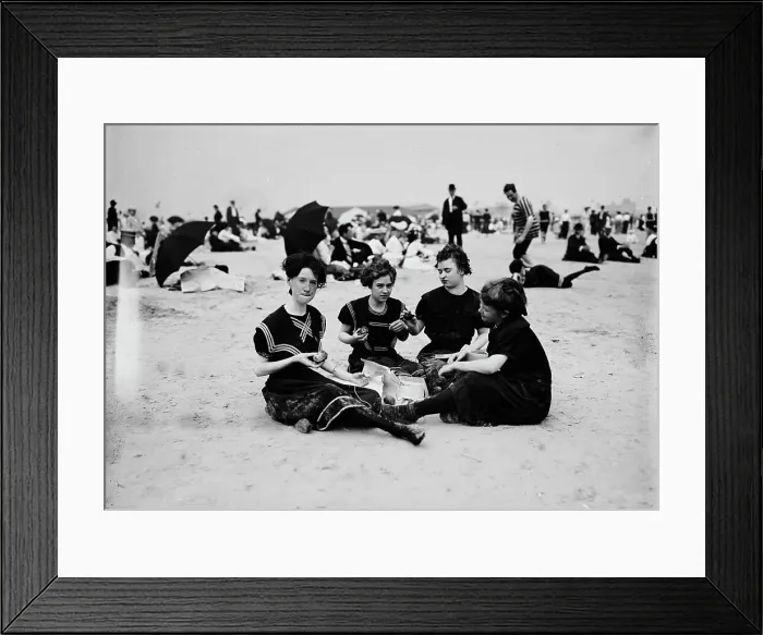Framed Print : Picnicing on the beach, between 1900 and 1905. Creator: Unknown Framed Print : Picnicing on the beach, between 1900 and 1905. Creator: Unknown
