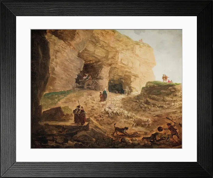 Framed Print : A Quarry with a Flock of Sheep, 1748-1808. Creator: Hubert Robert Framed Print : A Quarry with a Flock of Sheep, 1748-1808. Creator: Hubert Robert