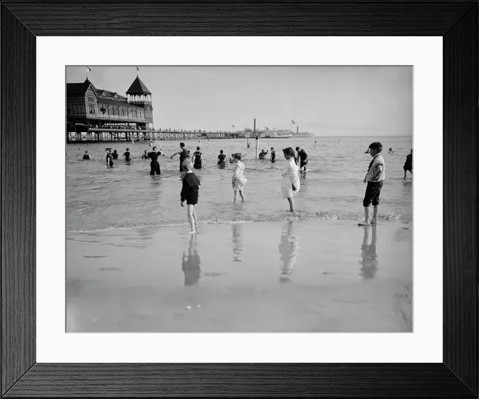 Framed Print : Bathing at Coney Island, between 1900 and 1905. Creator: Unknown Framed Print : Bathing at Coney Island, between 1900 and 1905. Creator: Unknown