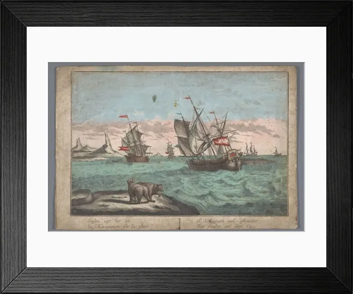 Framed Print : View of ships sailing in the Arctic, 1742-1801. Creator: Anon Framed Print : View of ships sailing in the Arctic, 1742-1801. Creator: Anon
