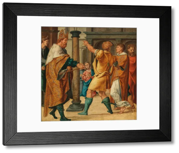 Framed Print : Pope Marcellus ordains Cyriacus as a Deacon (Cyriacus altar from St. Kunibert in Cologne), after 153 Creator: Bruyn, Bartholomaeus (Barthel), the Elder (1493-1555) Framed Print : Pope Marcellus ordains Cyriacus as a Deacon (Cyriacus altar from St. Kunibert in Cologne), after 153 Creator: Bruyn, Bartholomaeus (Barthel), the Elder (1493-1555)
