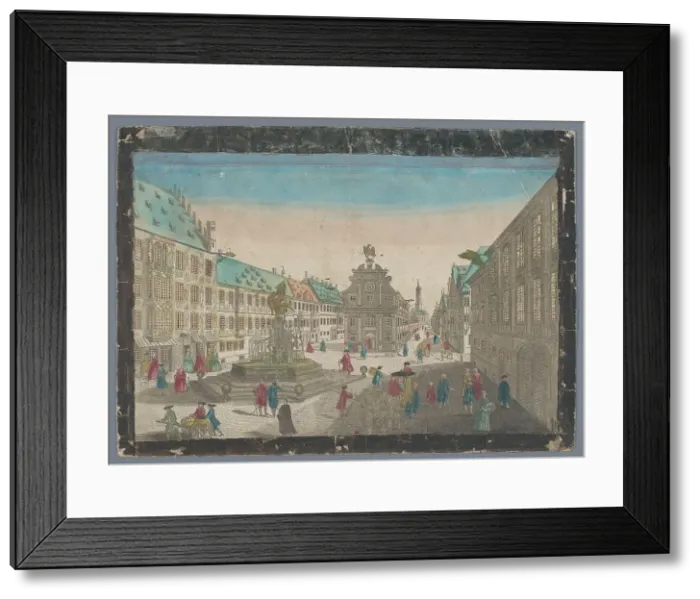 Framed Print : View of the Weinmarkt in Augsburg, 1742-1801. Creator: Anon Framed Print : View of the Weinmarkt in Augsburg, 1742-1801. Creator: Anon
