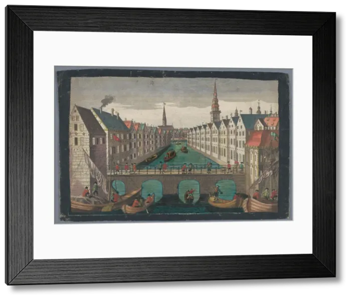 Framed Print : View of the Nikolaifleet opposite St. Nicholas church in Hamburg, 1742-1801. Creator: Anon Framed Print : View of the Nikolaifleet opposite St. Nicholas church in Hamburg, 1742-1801. Creator: Anon