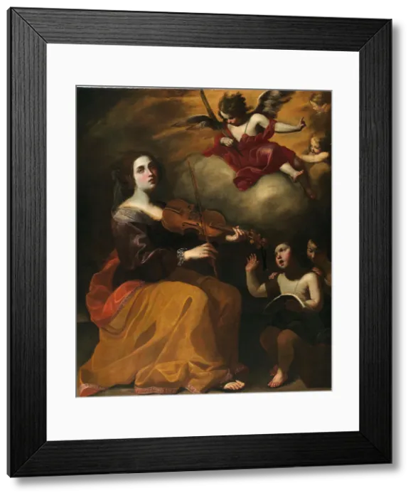 Framed Print : Saint Cecilia, Second Quarter of the 17th century. Creator: De Rosa (Annella di Massimo), Diana (1602-1643) Framed Print : Saint Cecilia, Second Quarter of the 17th century. Creator: De Rosa (Annella di Massimo), Diana (1602-1643)