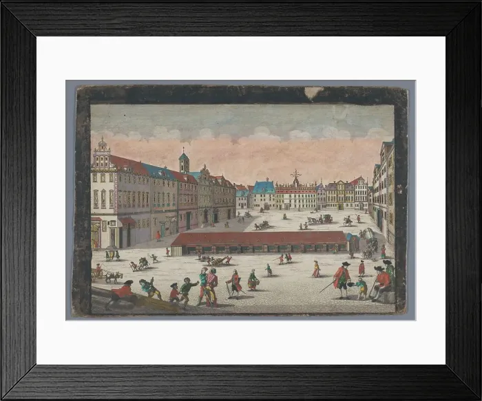 Framed Print : View of the Salt Market in Wroclaw seen from the south side, 1742-1801. Creator: Anon Framed Print : View of the Salt Market in Wroclaw seen from the south side, 1742-1801. Creator: Anon