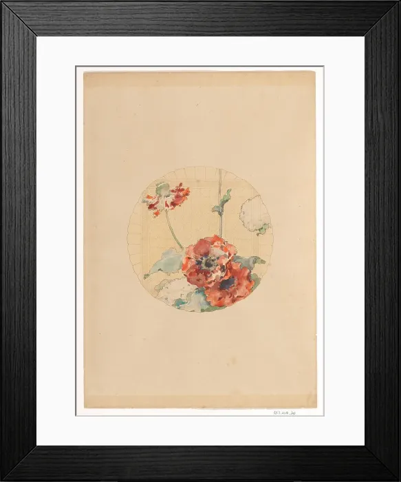 Framed Print : Design for the painting of signs for the manufacture Vieillard in Bordeaux, with poppies, c.1875-c.1 Creator: Anon Framed Print : Design for the painting of signs for the manufacture Vieillard in Bordeaux, with poppies, c.1875-c.1 Creator: Anon