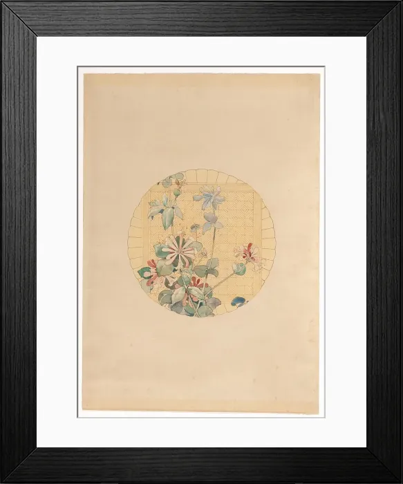 Framed Print : Design for the painting of motif for the manufacture Vieillard in Bordeaux, with honeysuckle, c.1875 Creator: Anon Framed Print : Design for the painting of motif for the manufacture Vieillard in Bordeaux, with honeysuckle, c.1875 Creator: Anon