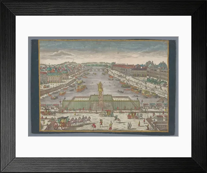 Framed Print : View of the Pont Neuf over the Seine River in Paris, towards the Pont Royal, 1742-1801. Creator: Anon Framed Print : View of the Pont Neuf over the Seine River in Paris, towards the Pont Royal, 1742-1801. Creator: Anon